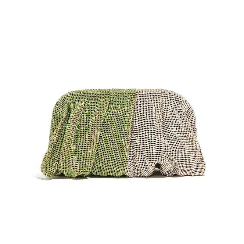 Glamourosa bolsa de noite com pérolas e strass para mulheres | Embreagem elegante para performance em palco | Bolsa brilhante para festa de casamento e baile