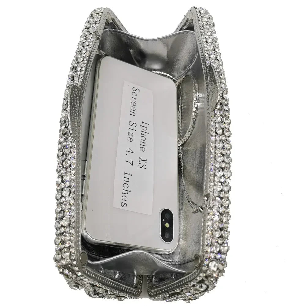 Bolsa De Diamante E Bolsa Para Mulheres, Embreagem De Metal, Sacos De Noite, Festa De Casamento, Cocktail, Boutique Fgg, Em estoque