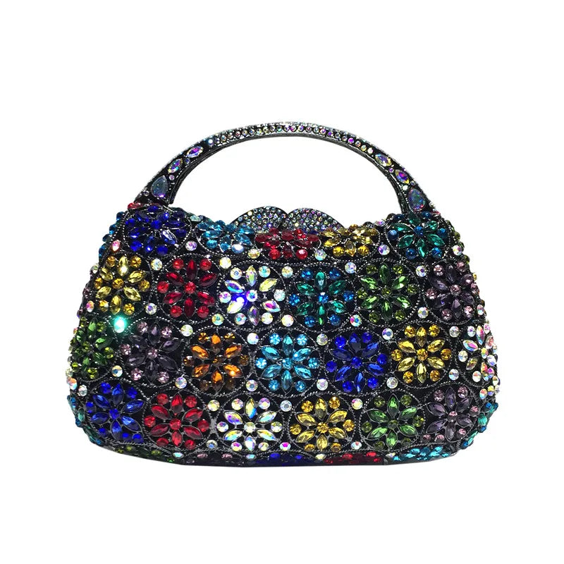 Mulheres strass alça superior bolsas pedras saco de noite minaudiere casamento embreagem nupcial tote senhoras corrente metal bolsa
