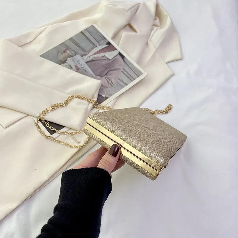 Elegante jantar saco de embreagem bolsa de ombro feminino brilhante grampo de cabelo pequena caixa de maquiagem nova 2025 tendência da moda