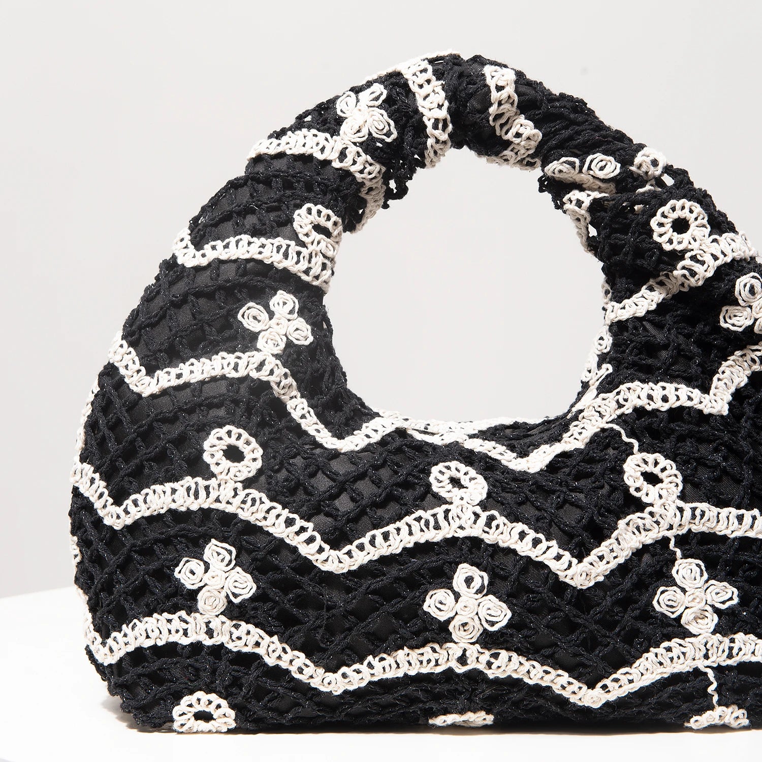 Bolsa de tecido oco com padrão, bolsas de praia boêmia para mulheres, conjunto de crochê, acessórios de praia femininos, Trav Must Haves (padrão aleatório)