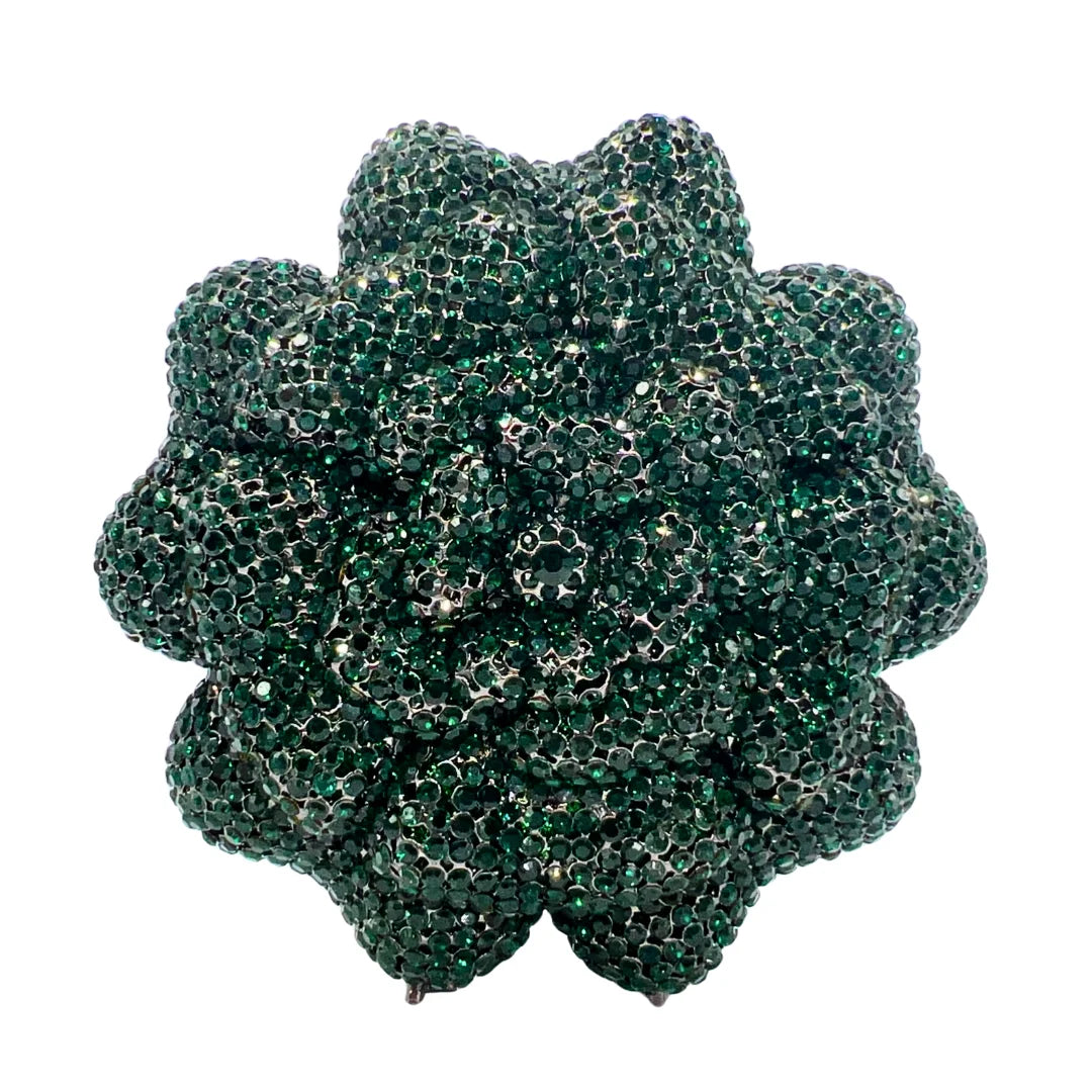 Novo design de luxo em forma de flor superfície diamante incrustado material de metal bolsa de noite feminina embreagem