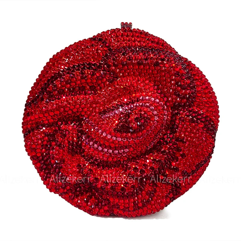 Alizekerr rosa em forma de cristal sacos de noite feminino lindo chique strass flor bolsas embreagem e bolsas festa casamento nupcial