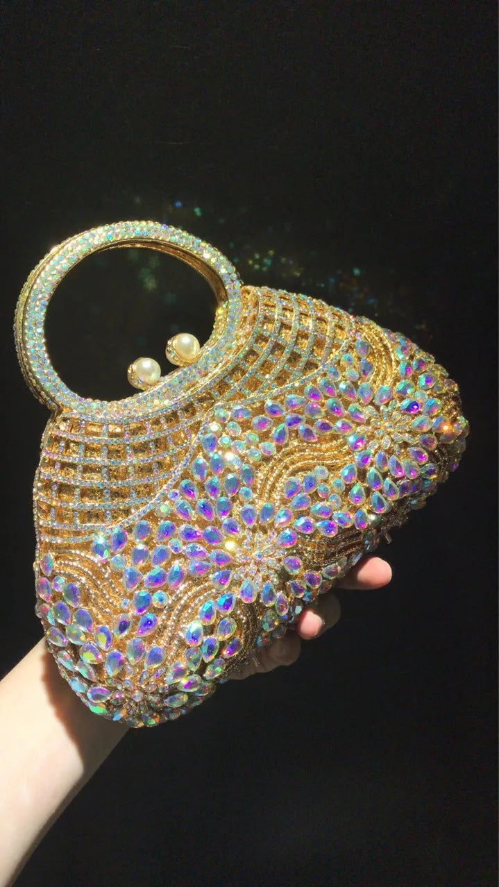 Bolsa de jantar de diamante grande capacidade ombro crossbody oco strass bolsa feminina banquete bolsa de embreagem