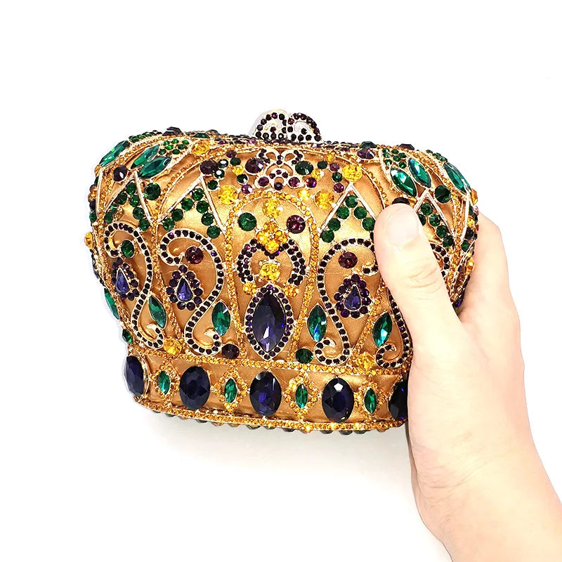 Mulheres festa à noite bolsa diamantes luxo cristal garras elegantes senhoras bolsas festa de casamento nupcial coroa real bolsas saco