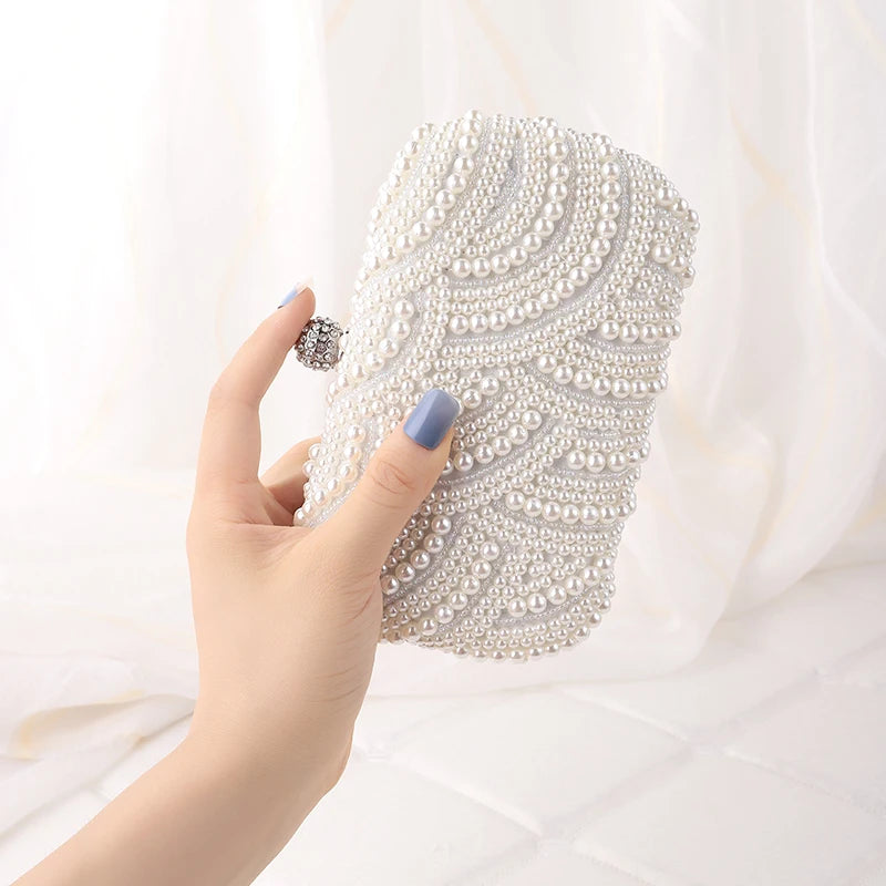 Estilo retro luxuoso designer saco de jantar pérola moda practicaldecoration bolsa feminina festa forma onda saco noite