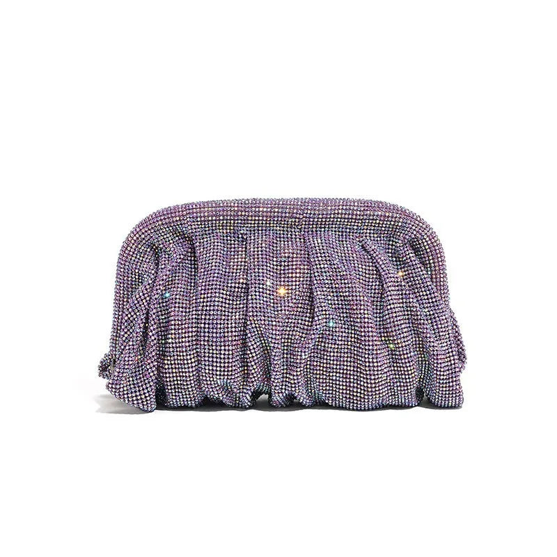 Glamourosa bolsa de noite com pérolas e strass para mulheres | Embreagem elegante para performance em palco | Bolsa brilhante para festa de casamento e baile