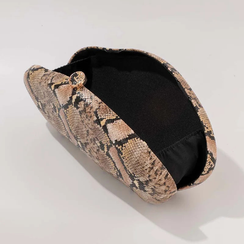 Festa à noite novo padrão de cobra embreagem moda bolsa forma especial crossbody saco couro do plutônio ombro carteiras feminino arco acrílico