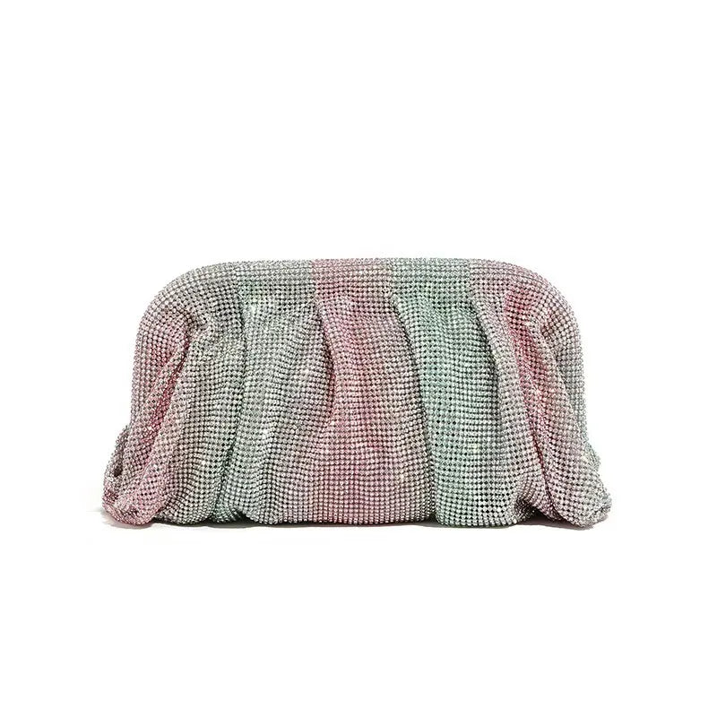 Glamourosa bolsa de noite com pérolas e strass para mulheres | Embreagem elegante para performance em palco | Bolsa brilhante para festa de casamento e baile