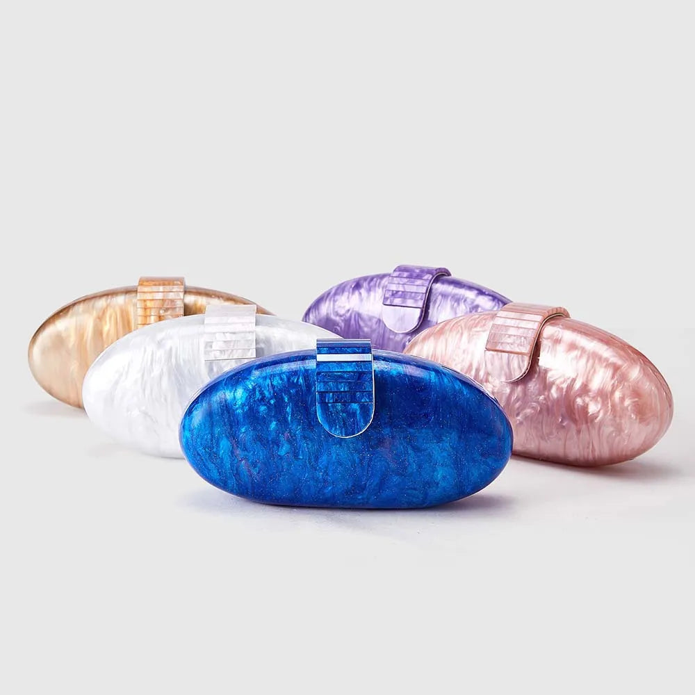 Mulheres acrílico bonito longo redondo saco de noite feminino mármore luxo festa baile bolsa casual embreagem sac uma bolsa principal e bolsa