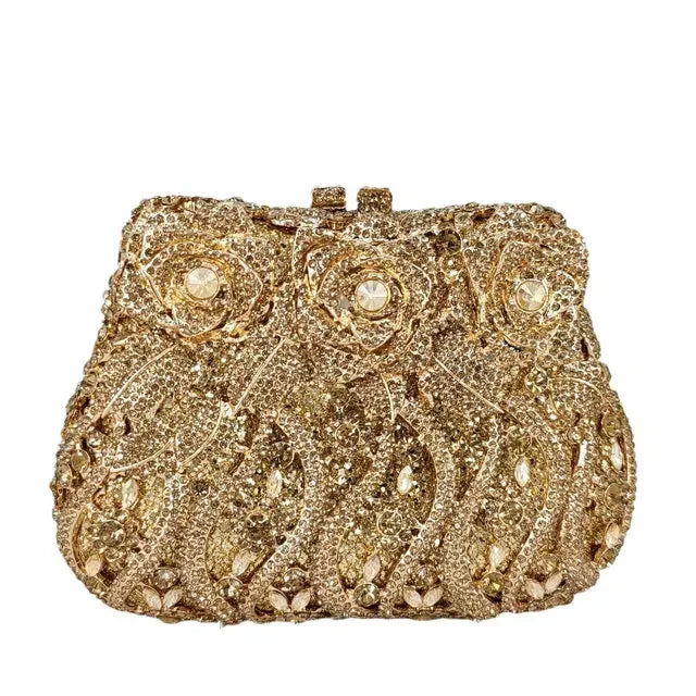 Boutique de fgg elegante feminino flor bolsas de noite cristal bolsa embreagem formal festa casamento nupcial strass bolsa embreagem