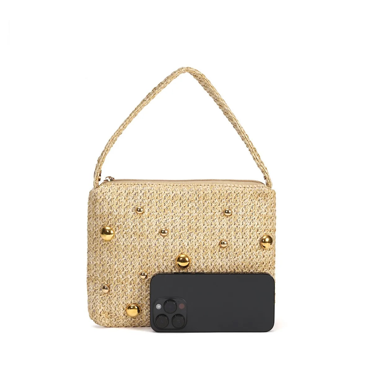 Nova moda feminina bolsas de tecido verão metal alça redonda sacos palha commuter banquete saco embreagem