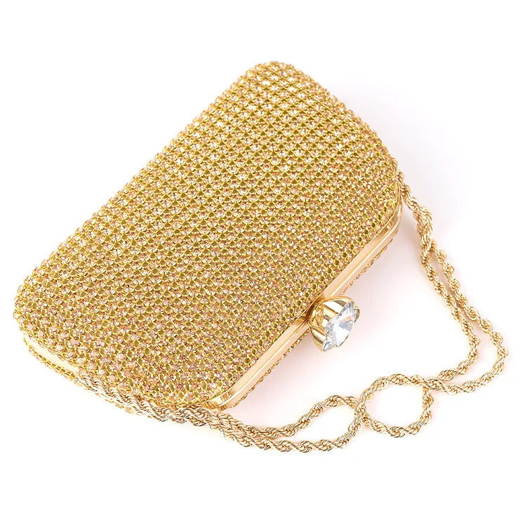Diamantes sacos de noite para mulheres, prata e ouro, bolsas de ombro luxuosas, banquete de casamento, bolsa de embreagem