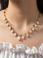 Colar em Ouro 18k com Pérolas Barrocas e Zircônias Color