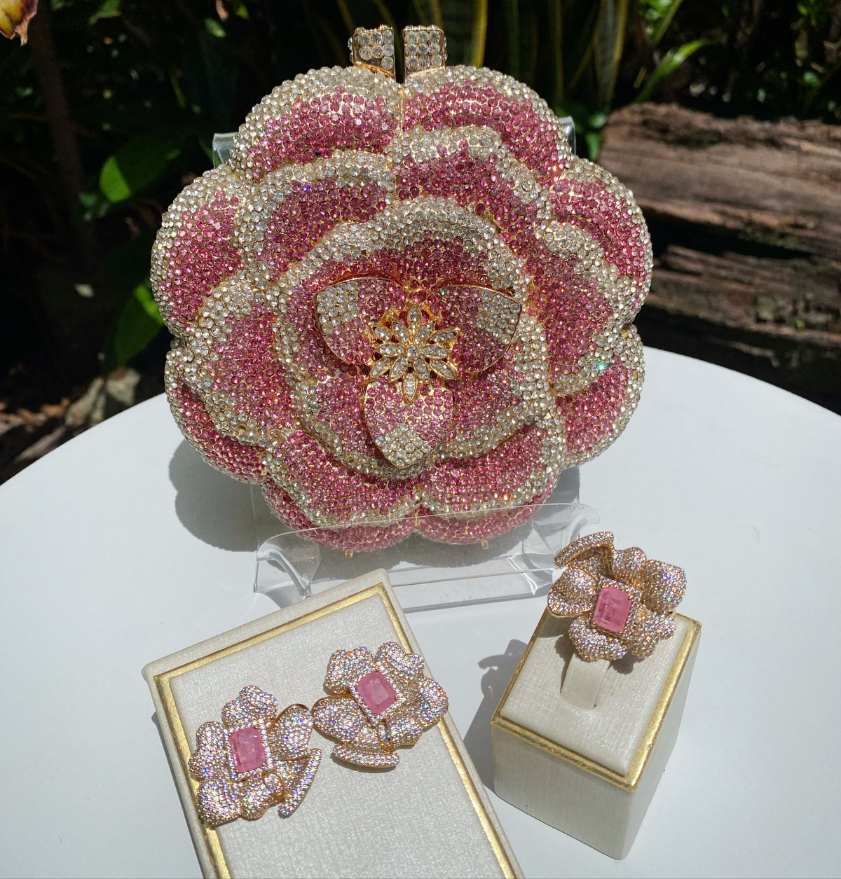 Clutch Cristal Flor Peônia