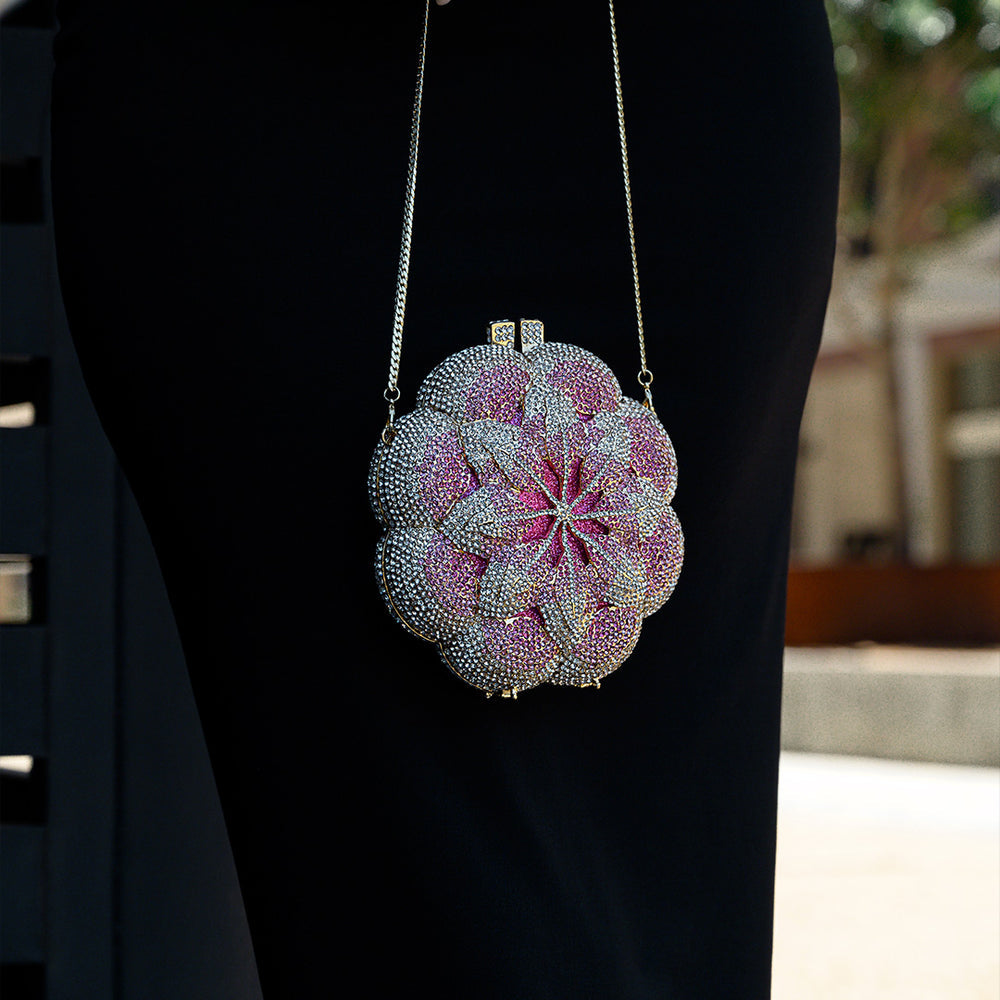 Clutch Cristal Flor Peônia