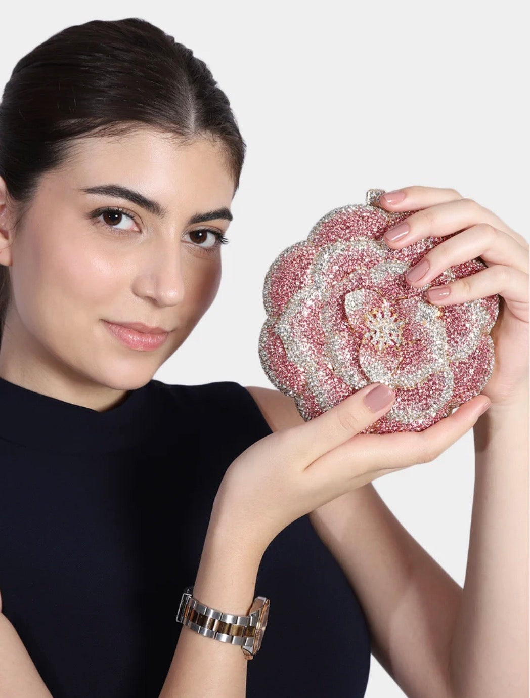 Clutch Cristal Flor Peônia