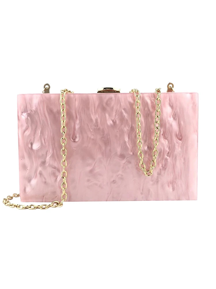 Novo design acrílico sacos de noite pure pink embreagem bolsa festa de casamento bolsas luxo corrente ombro crossbody bolsa feminina carteira