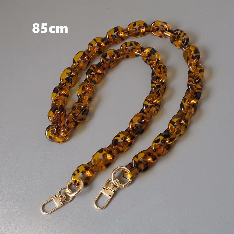 Embreagem de corrente de resina acrílica para mulheres, acessórios para bolsa, alça de ombro fofa, âmbar, luxo, nova moda