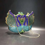 Bolsa feminina de embreagem prateada lantejoulas, bolsa nupcial, festa de casamento, embreagens metálicas, bolsa azul, lantejoulas, diamante, Minaudiere, noite