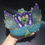 Bolsa feminina de embreagem prateada lantejoulas, bolsa nupcial, festa de casamento, embreagens metálicas, bolsa azul, lantejoulas, diamante, Minaudiere, noite