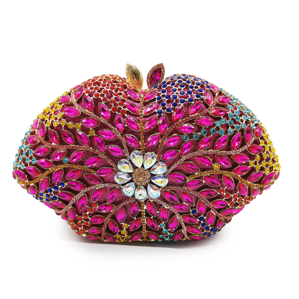 Fushcia/amarelo strass noite sacos de embreagem multicolorido cristal feminino saco de casamento diamante bolsa strass senhoras bolsa
