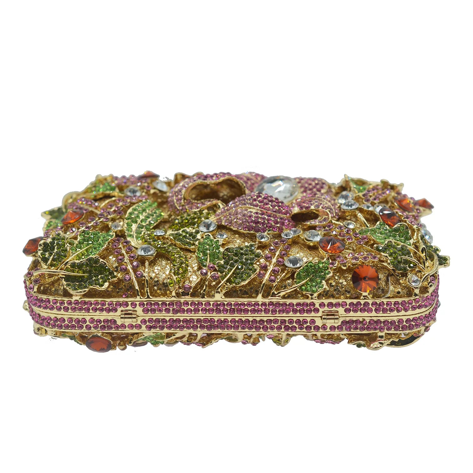 Mulheres diamante noite baile embreagens verde/rosa flor folhas sacos de luxo senhora cristal bolsa designer meninas bolsas casamento