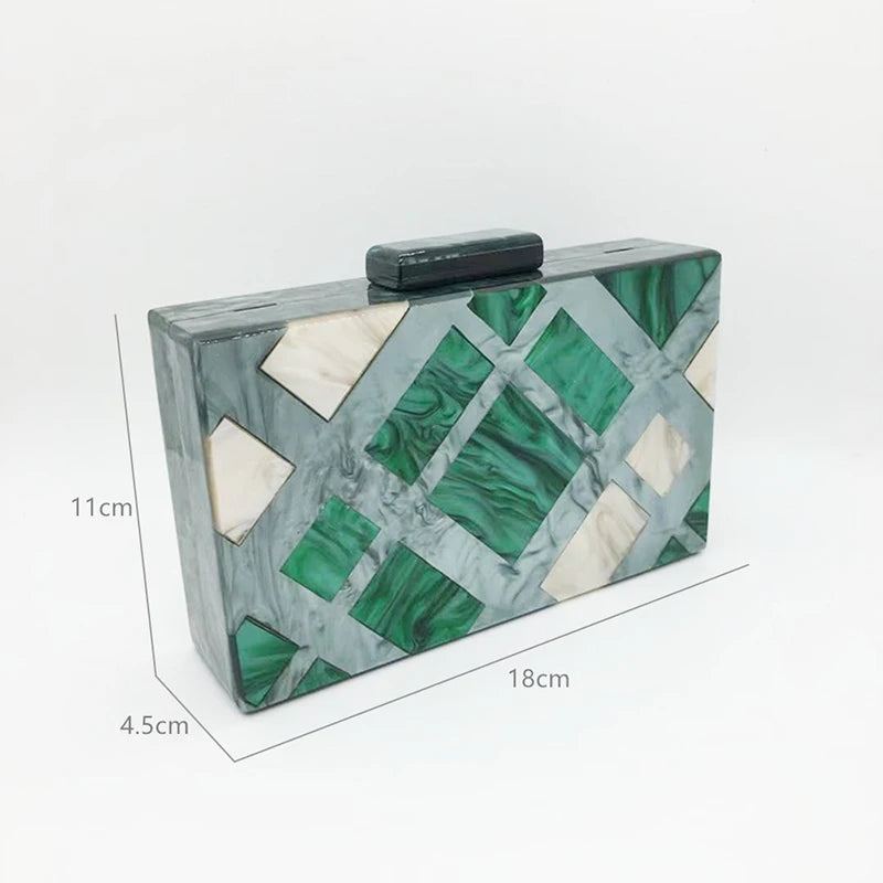 Moda acrílico bolsa de embreagem multicolorido xadrez retalhos saco de noite luxo corrente ombro crossbody sacos novidade carteira bolsas