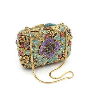 Sacos de flores cristal embreagem noite bolsa whtuoheng feminino diamante strass bolsas formal festa casamento roxo/azul/dourado sacos