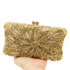 Bolsa clutch de cristal feminina, bolsa minaudiere elegante de metal com capa rígida, bolsa de mão para casamento ou para flores