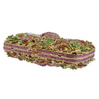 Mulheres diamante noite baile embreagens verde/rosa flor folhas sacos de luxo senhora cristal bolsa designer meninas bolsas casamento
