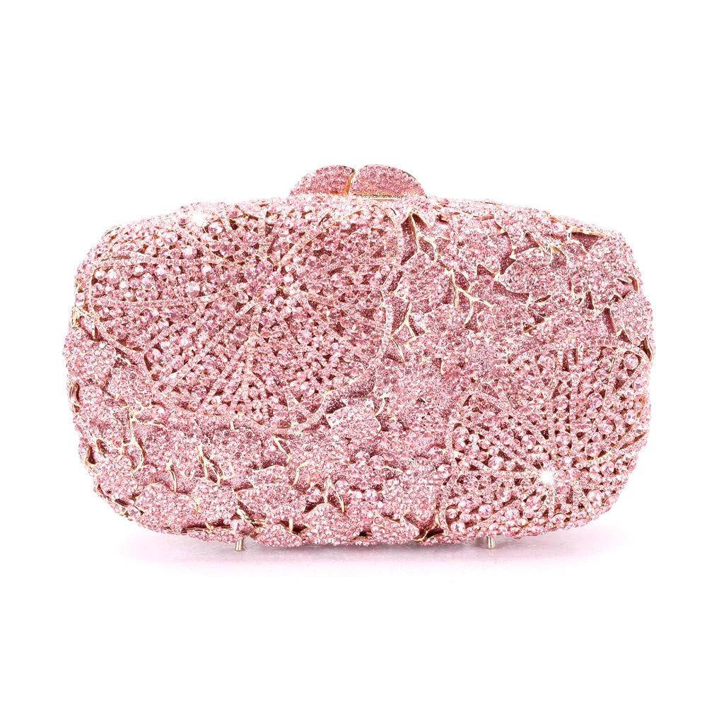 Xiyuan deslumbrante feminino verde/rosa cristal bolsa de embreagem sacos de noite nupcial festa de casamento diamante metal garras bolsa e bolsa