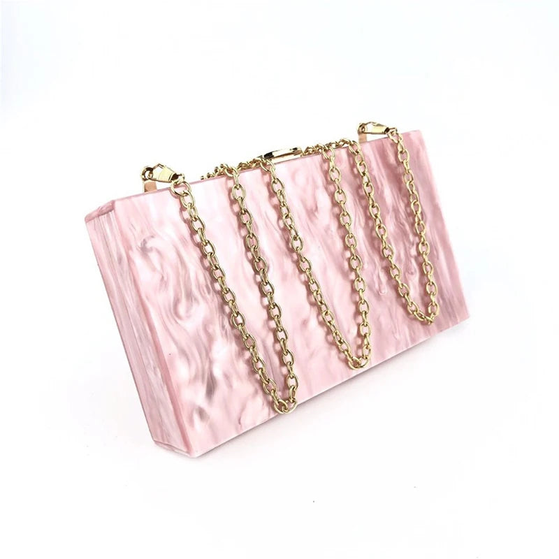 Novo design acrílico sacos de noite pure pink embreagem bolsa festa de casamento bolsas luxo corrente ombro crossbody bolsa feminina carteira