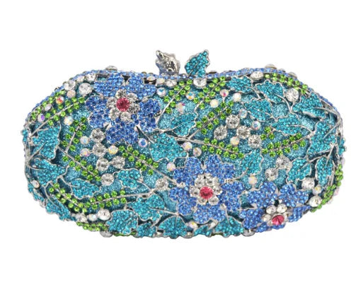 Xiyuan colorido cristal feminino sacos de noite multicolorido oco para fora pedras frisado casamento embreagem nupcial diamante minaudiere bolsa