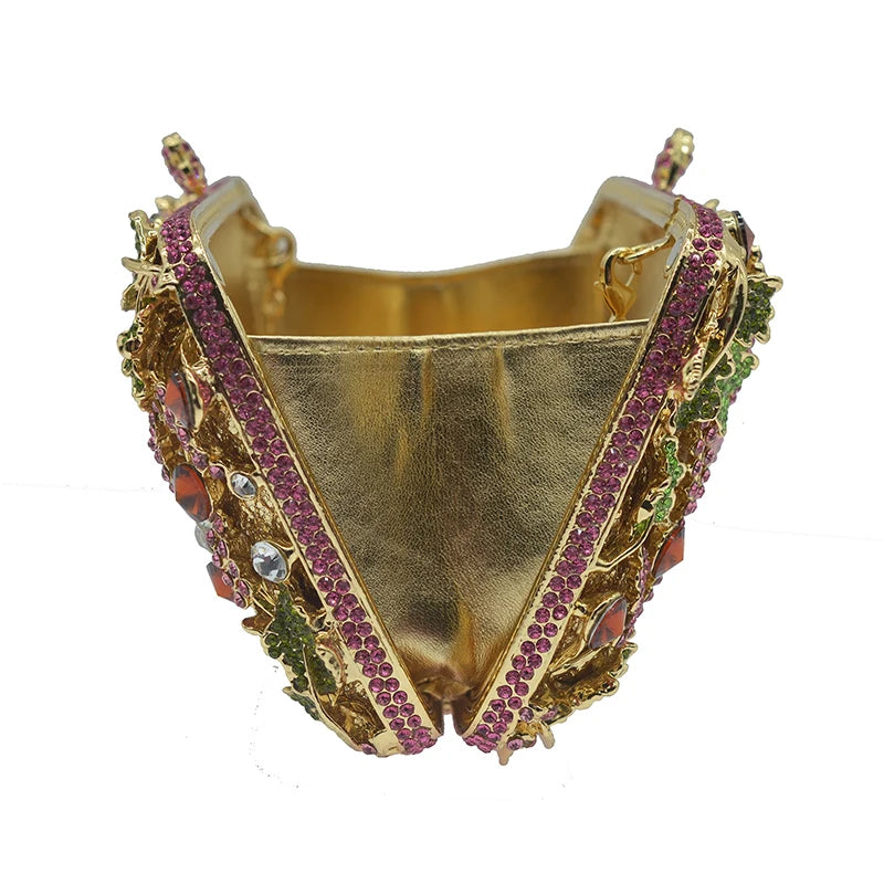 Mulheres diamante noite baile embreagens verde/rosa flor folhas sacos de luxo senhora cristal bolsa designer meninas bolsas casamento