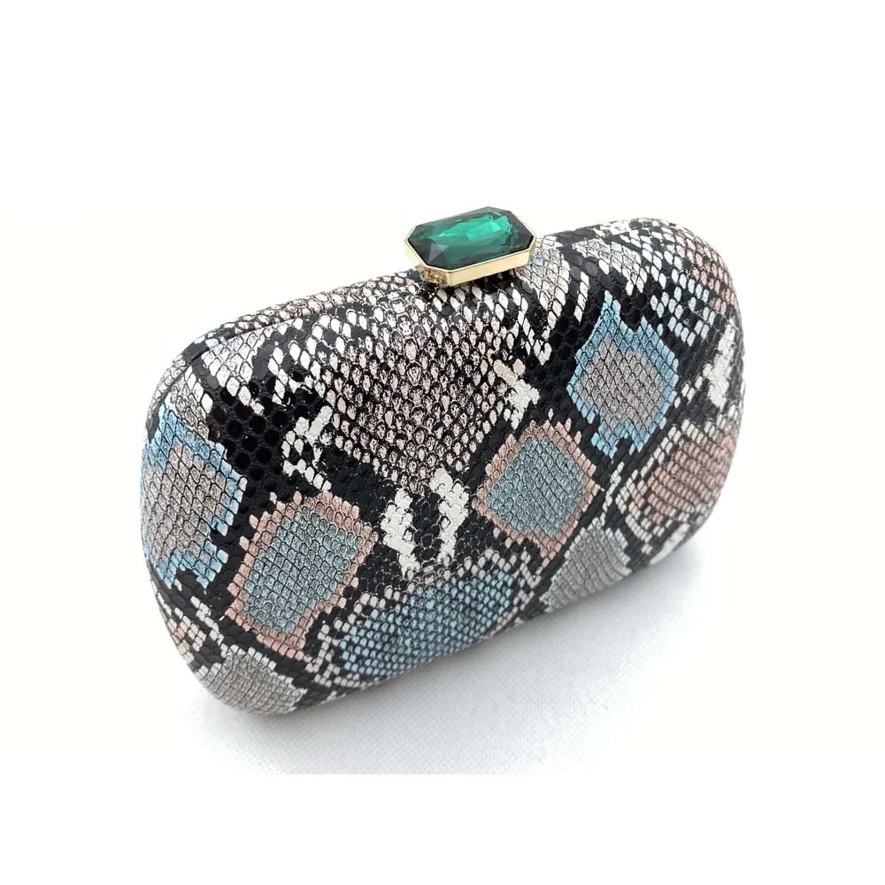 Moda Multicoloured Python Snake-Skin Mulheres Evening Clutch Bags Presente do Dia das Mães Dimond Bolsas Cadeia Ombro Bolsas