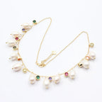 Colar em Ouro 18k com Pérolas Barrocas e Zircônias Color