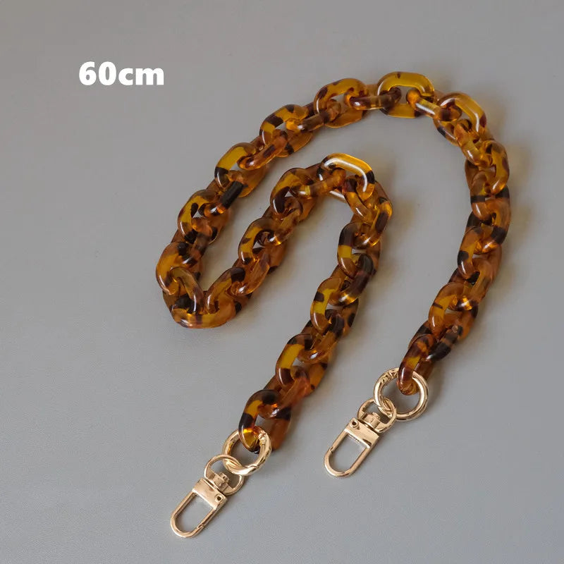 Embreagem de corrente de resina acrílica para mulheres, acessórios para bolsa, alça de ombro fofa, âmbar, luxo, nova moda