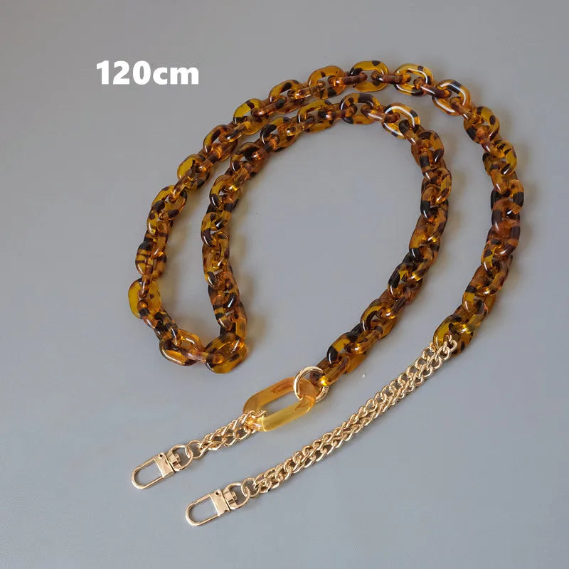 Embreagem de corrente de resina acrílica para mulheres, acessórios para bolsa, alça de ombro fofa, âmbar, luxo, nova moda