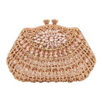 Bolsa de mão luxuosa com cristais e rosas, em ouro para mulheres, baile, casamento, sm67