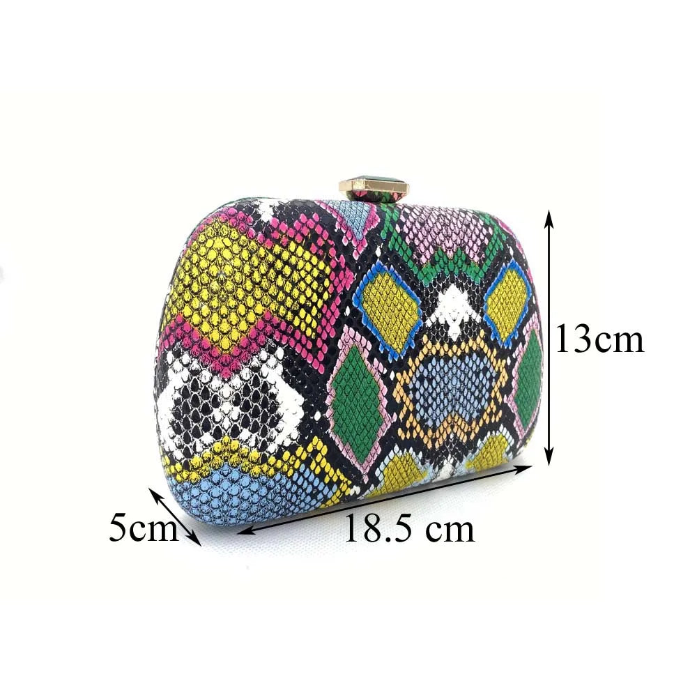 Moda Multicoloured Python Snake-Skin Mulheres Evening Clutch Bags Presente do Dia das Mães Dimond Bolsas Cadeia Ombro Bolsas