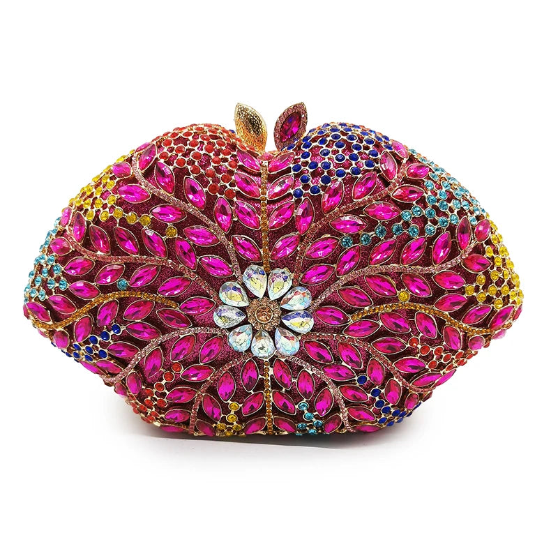 Fushcia/amarelo strass noite sacos de embreagem multicolorido cristal feminino saco de casamento diamante bolsa strass senhoras bolsa