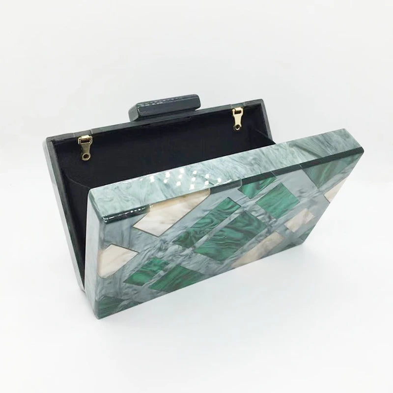 Moda acrílico bolsa de embreagem multicolorido xadrez retalhos saco de noite luxo corrente ombro crossbody sacos novidade carteira bolsas