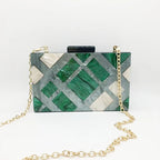 Moda acrílico bolsa de embreagem multicolorido xadrez retalhos saco de noite luxo corrente ombro crossbody sacos novidade carteira bolsas