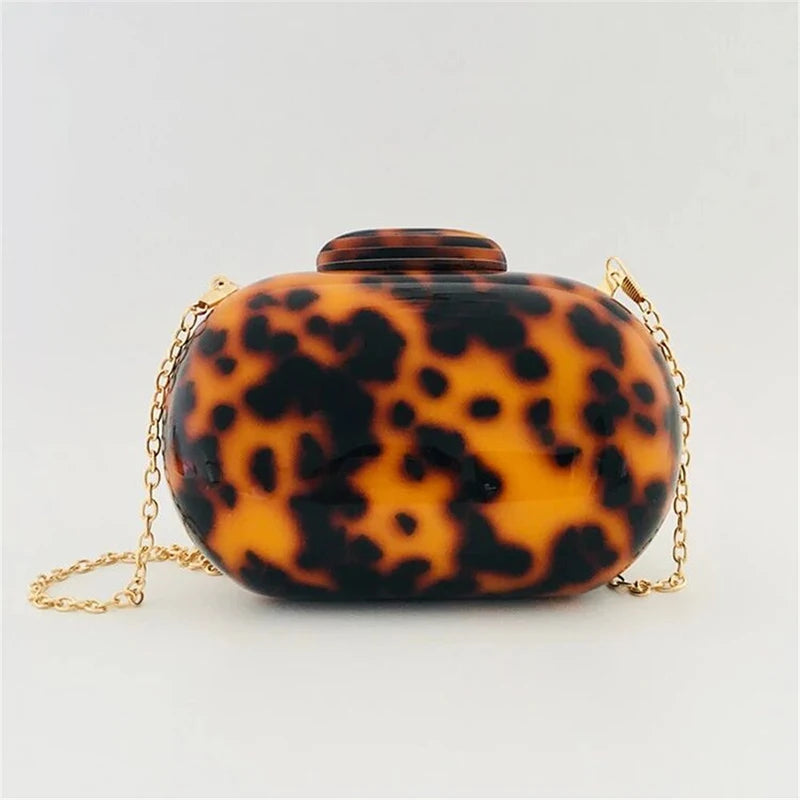 Novo leopardo arcylic sacos de noite luxo senhora bolsa embreagem marca designer ombro crossbody saco mini festa casamento corrente bolsa