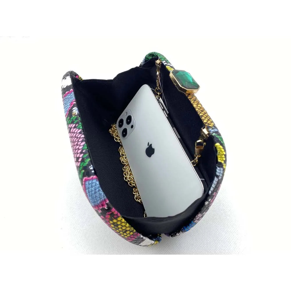 Moda Multicoloured Python Snake-Skin Mulheres Evening Clutch Bags Presente do Dia das Mães Dimond Bolsas Cadeia Ombro Bolsas