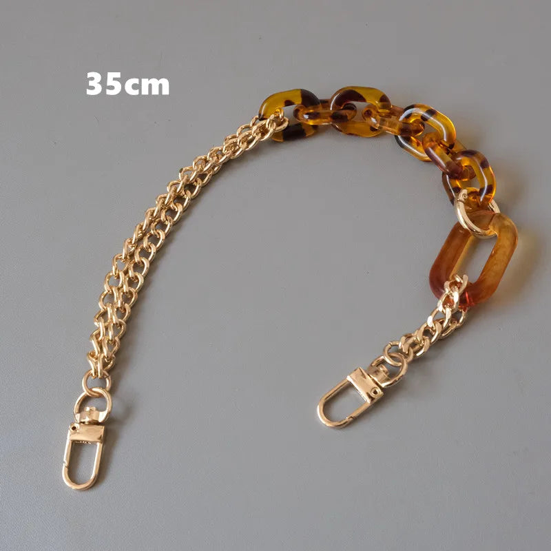 Embreagem de corrente de resina acrílica para mulheres, acessórios para bolsa, alça de ombro fofa, âmbar, luxo, nova moda
