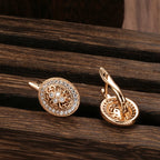 Brincos Vintage Ouro Rosa com Zircônia