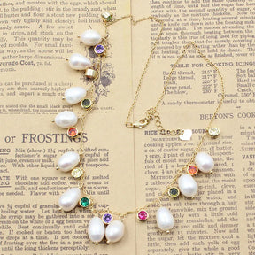 Colar em Ouro 18k com Pérolas Barrocas e Zircônias Color