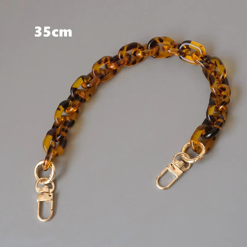 Embreagem de corrente de resina acrílica para mulheres, acessórios para bolsa, alça de ombro fofa, âmbar, luxo, nova moda